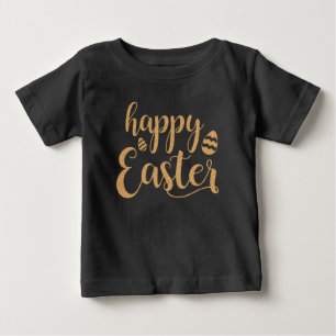 Cute Boys Happy Easter Black Gold Baby T-Shirt