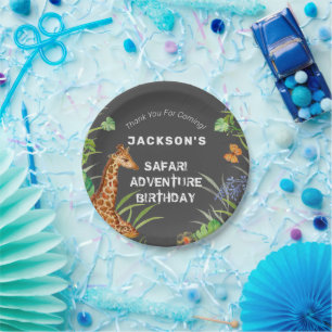 Cute Boys Jungle Safari Giraffe Birthday  Paper Plate