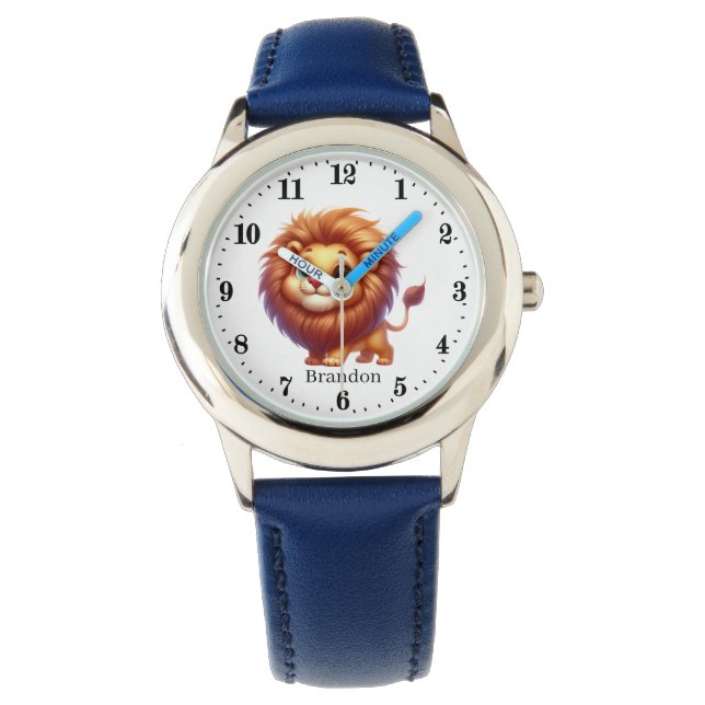 Cute boys lion add name  watch (Front)