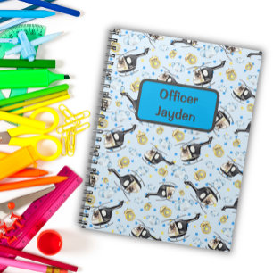 Cute Boys Police Helicopter Print Notebook