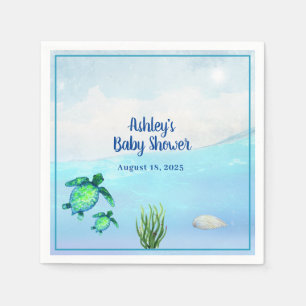 Cute Boys Sea Turtles Baby Shower Napkins