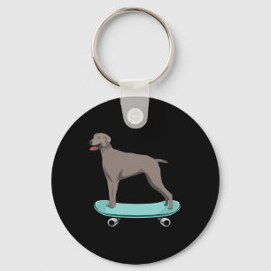 Cute Boys Skateboarding Gift Weimaraner Weim Dog P Key Ring
