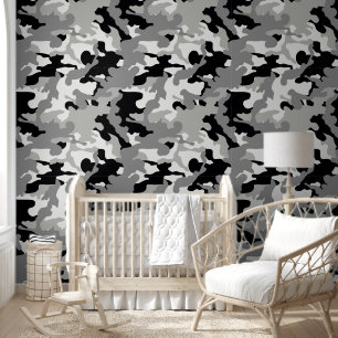 cute boys tiled camo black nursery  wallpaper
