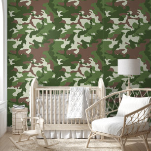 cute boys tiled camo green nursery wallpaper