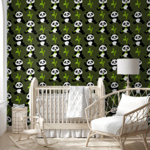 Cute boys tiled panda bear pattern Wallpaper