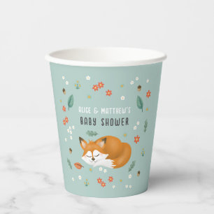 Cute Boys Woodland Fox Baby Shower Paper Cups