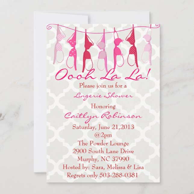 Cute Bra Bridal/Lingerie Shower Invitation (Front)