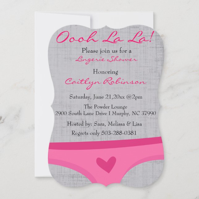 Cute Bra Bridal/Lingerie Shower Invitation (Front)