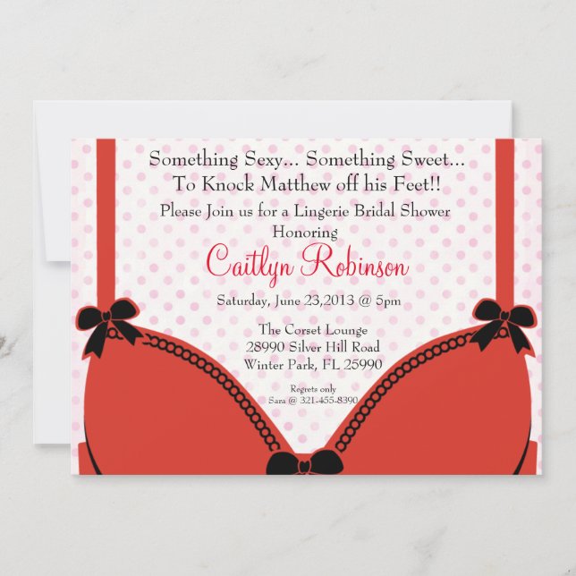 Cute Bra Lingerie Bridal Shower Invitation (Front)