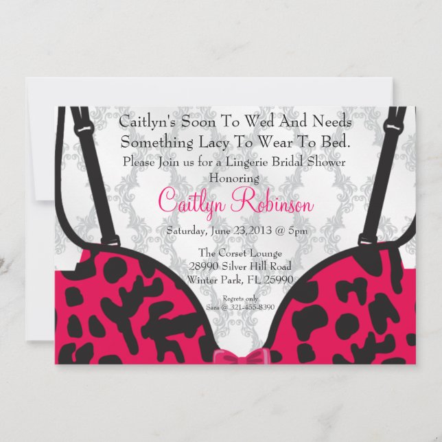 Cute Bra Lingerie Bridal Shower Invitation (Front)