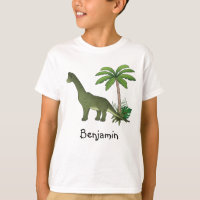 Cute Brachiosaurus And Palm Tree With Childs Name
