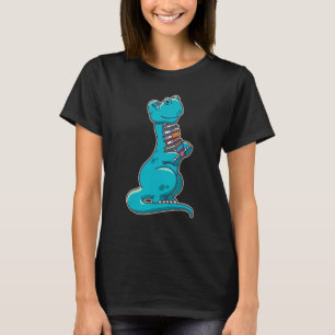 Cute Brachiosaurus Dinosaur With Books T-Shirt