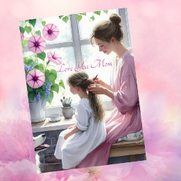 Cute Braiding Love with Mum Mother's Day Holiday Card