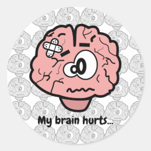 Cute Brain Injury Psychology Neurology Cartoon Classic Round Sticker