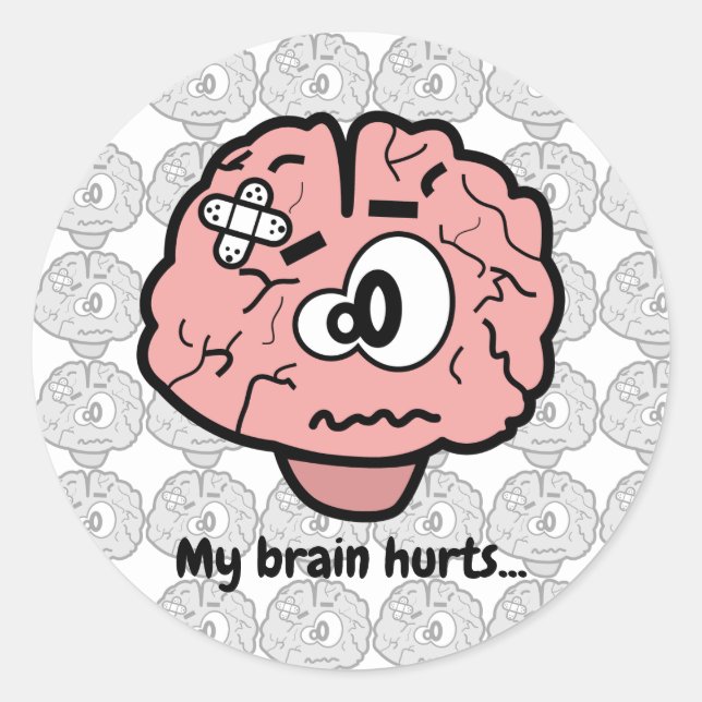 Cute Brain Injury Psychology Neurology Cartoon Classic Round Sticker (Front)