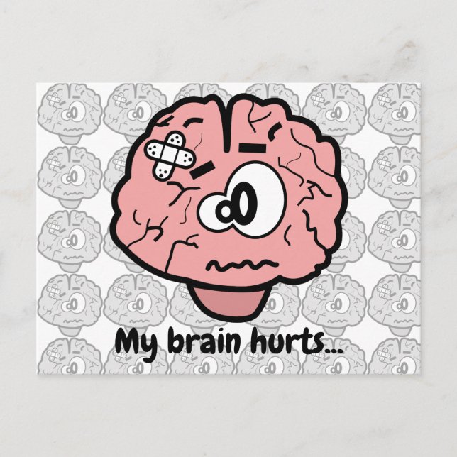 Cute Brain Injury Psychology Neurology Cartoon Postcard (Front)