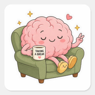 Cute Brain Taking Break Fun Sticker