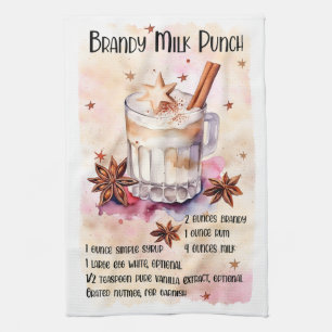 Cute Brandy Milk Punch Christmas Drink Recipe Tea Towel
