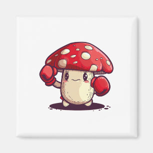 Cute Brave Mushroom With Boxing Gloves For Fungus  Magnet