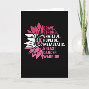 Cute Brave Strong Hopeful Breast Cancer Awareness Card