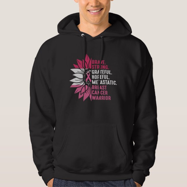 Cute Brave Strong Hopeful Breast Cancer Awareness Hoodie (Front)