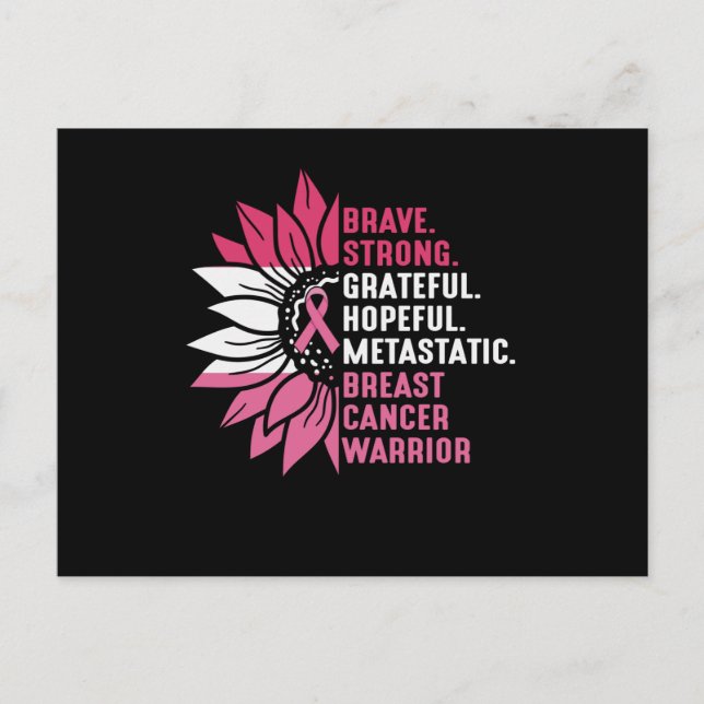 Cute Brave Strong Hopeful Breast Cancer Awareness Postcard (Front)