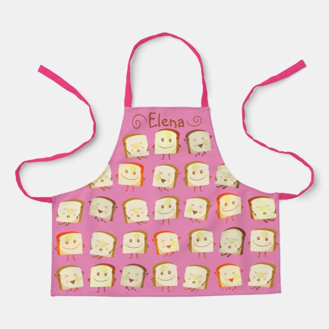 Cute bread butter cooking baking personalised apron (Front)