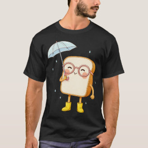 Cute Bread Character with Umbrella – Cosy Rainy  T-Shirt
