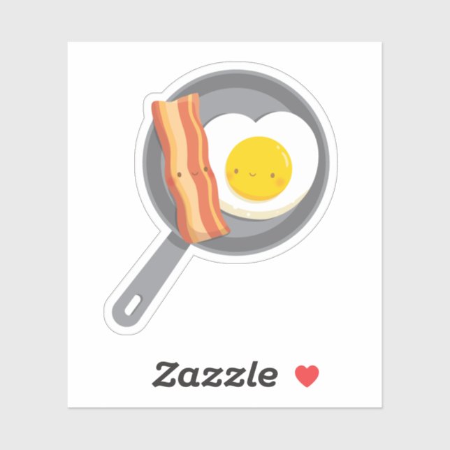 Cute Breakfast Bacon and Egg Heart On a Pan (Sheet)