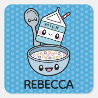 Cute Breakfast Food Cereal & Milk