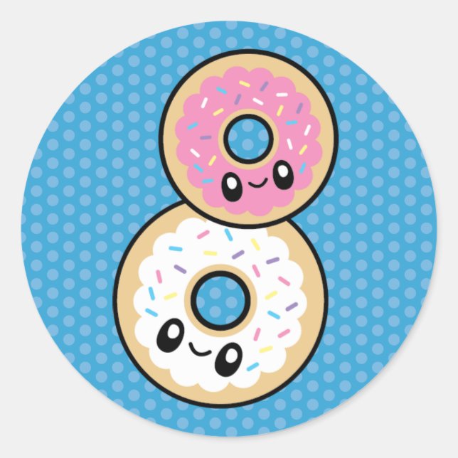 Cute Breakfast Food Doughnut Classic Round Sticker (Front)