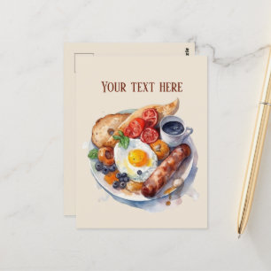 Cute breakfast lovers add text  postcard