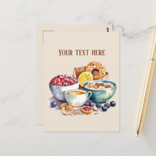 Cute breakfast lovers add text postcard