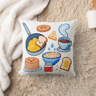 Cute Breakfast Pattern – Kawaii Food Seamless Cushion