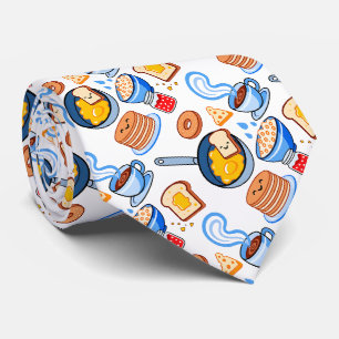 Cute Breakfast Pattern – Kawaii Food Seamless Tie