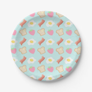 Cute Breakfast Pattern Paper Plate
