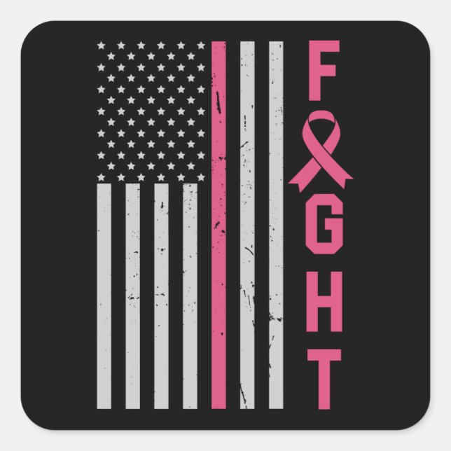 Cute Breast Cancer Awareness Friends Family Fight Square Sticker (Front)