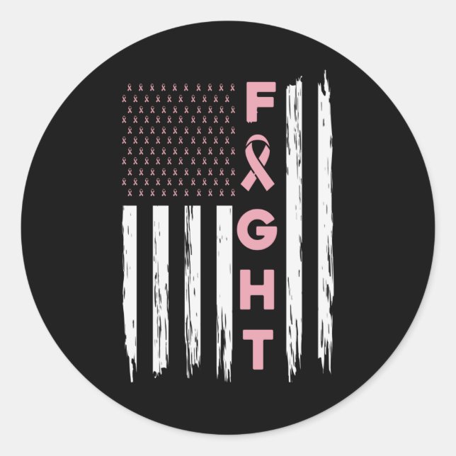 Cute Breast Cancer Awareness Friends Unity Fight Classic Round Sticker (Front)