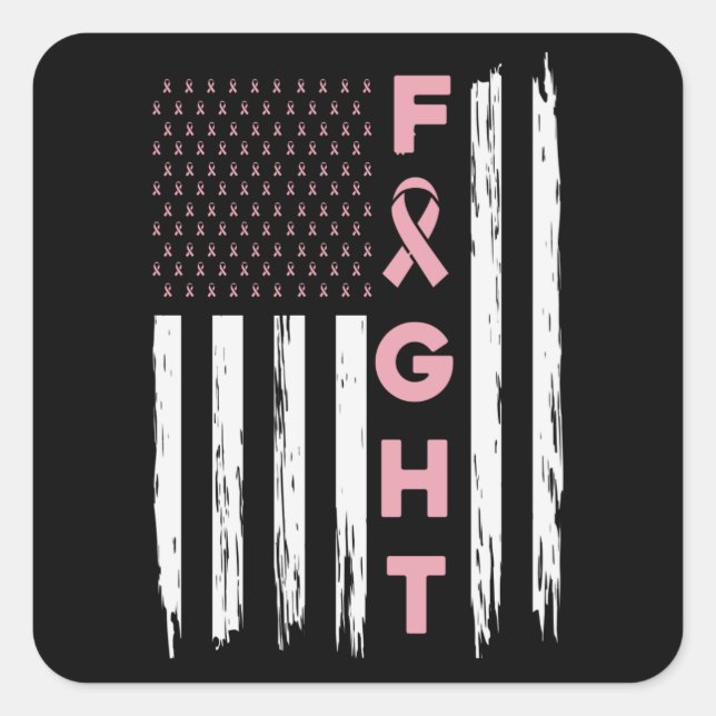 Cute Breast Cancer Awareness Friends Unity Fight Square Sticker (Front)