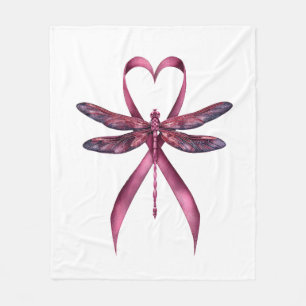 Cute Breast Cancer Heart Dragonflies Awareness Wom Fleece Blanket