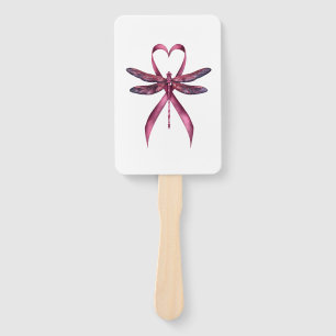Cute Breast Cancer Heart Dragonflies Awareness Wom Hand Fan