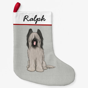 Cute Briard Cartoon Dog Personalised Pet Lover's Small Christmas Stocking