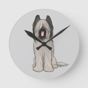 Cute Briard Cartoon Dog Round Clock