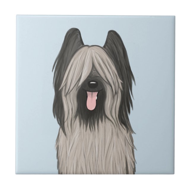 Cute Briard Cartoon Dog Tile (Front)