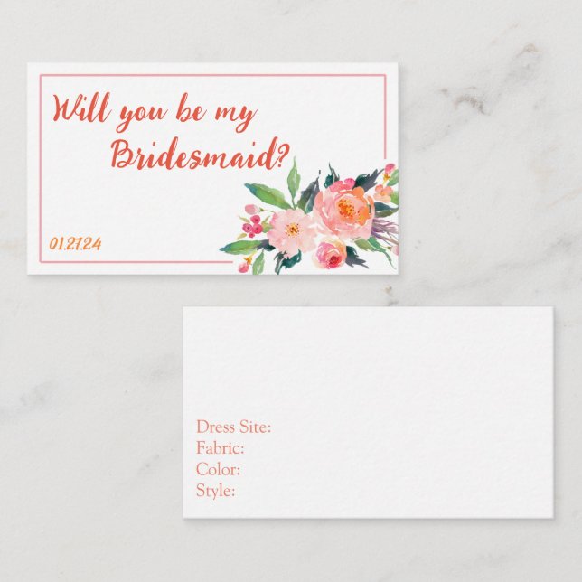 Cute Bridal Party Proposal Card (Front/Back)