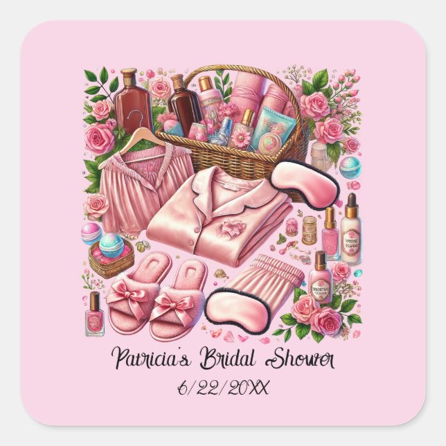 Cute Bridal Shower add date  Square Sticker (Front)