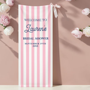Cute Bridal Shower Pink Striped Welcome Banner