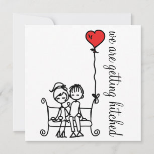 Cute Bride and Groom Doodles Wedding Invitation