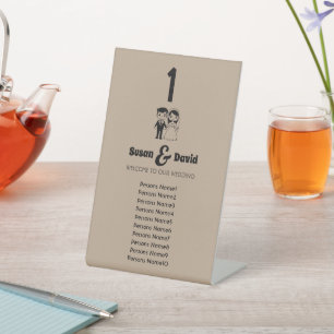 Cute Bride and Groom Flat Table Pedestal Sign