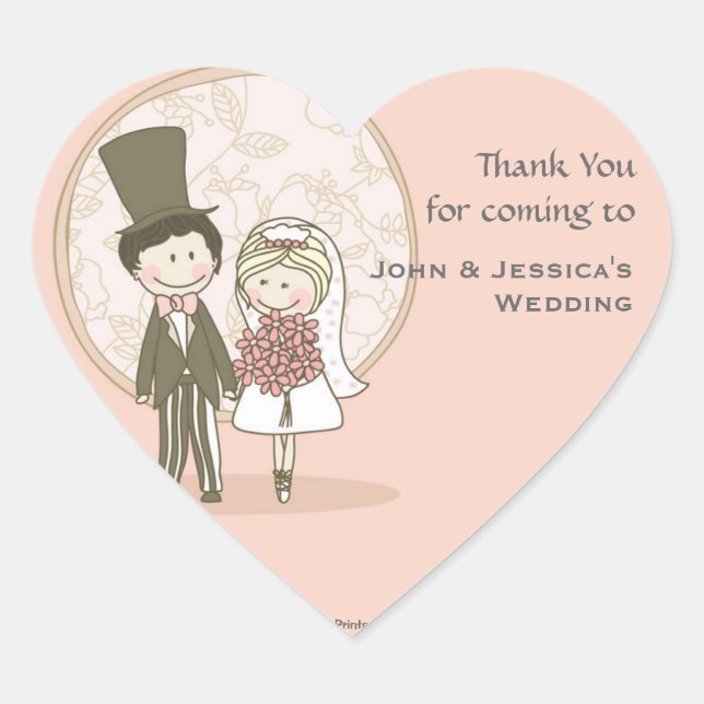 Cute Bride and Groom Sticker/Return Address Label (Front)